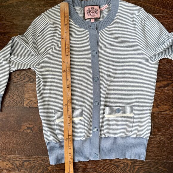 Vintage Juicy Couture Blue/White Cardigan Cashmere Blend-Small - Picture 8 of 10